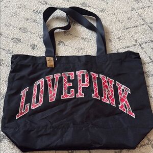 NWT PINK Victoria's Secret Black Tote Bag